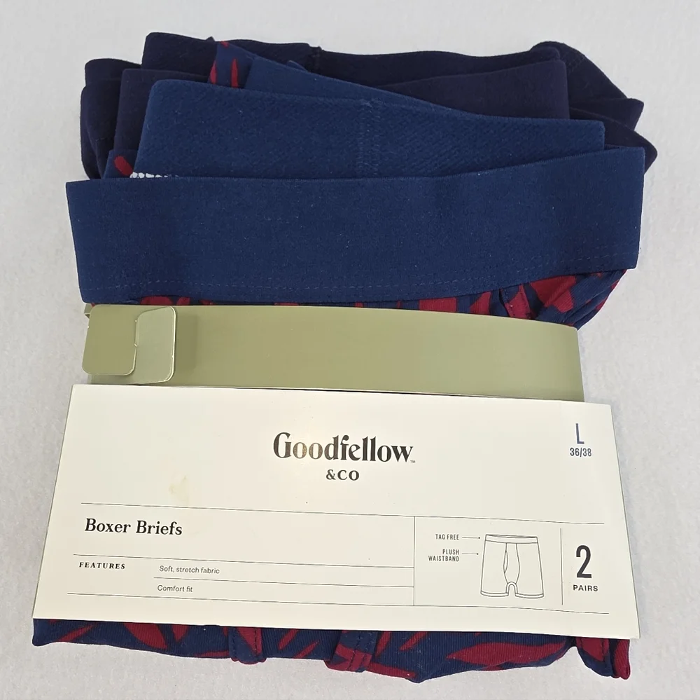 Goodfellow & Co Men's 2pk Boxer Briefs Ref Navy Print Large NEW R-0255